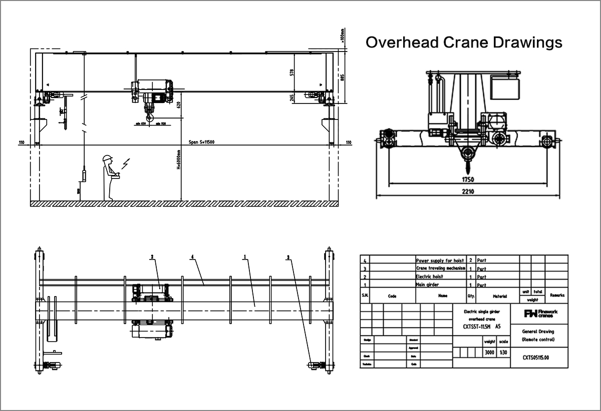 European Single girder overhead crane